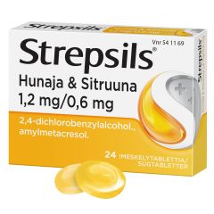 STREPSILS HUNAJA & SITRUUNA imeskelytabletti 1,2/0,6 mg 24 fol